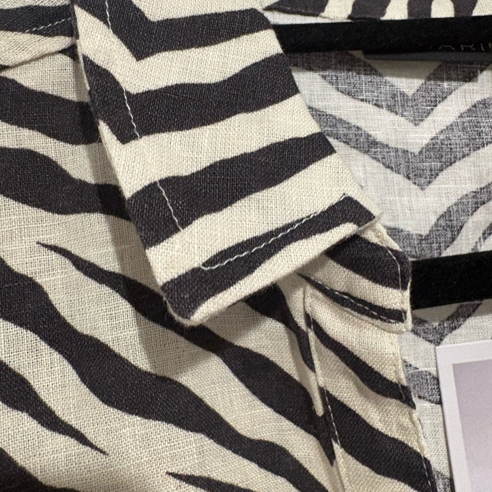 NWT Two Piece Zebra Patterned Linen Shirt and Wide-Leg Pants Set - Picture 6 of 13